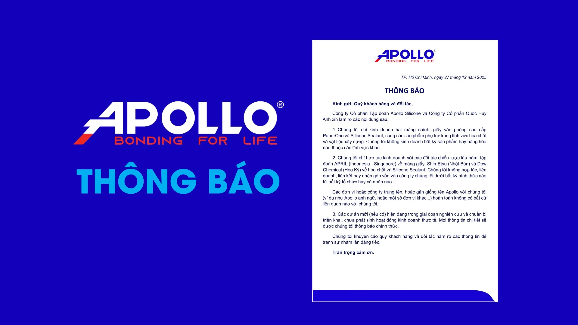 THÔNG BÁO QUAN TRỌNG